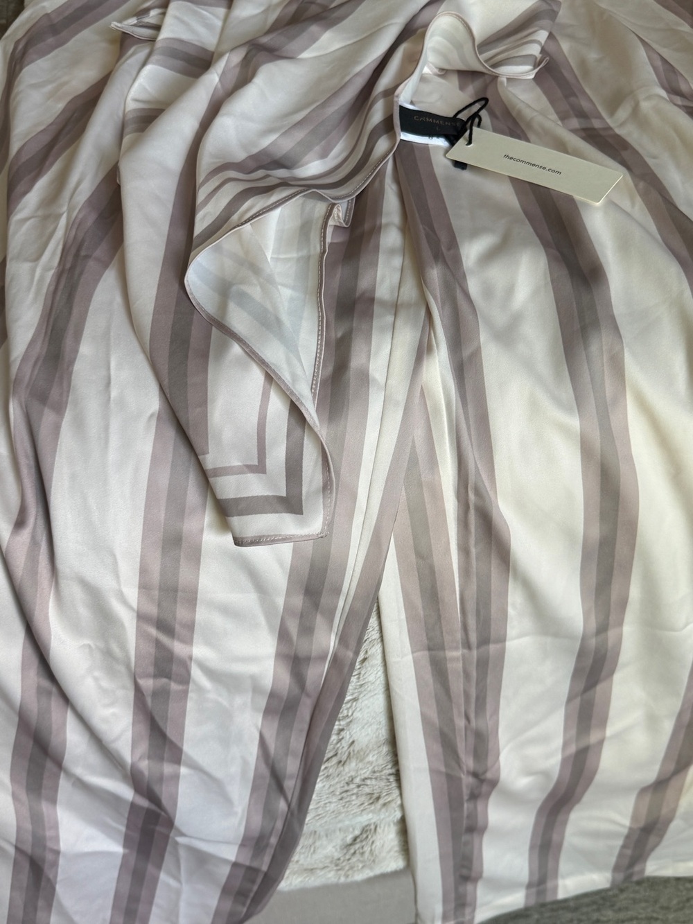 Strapless Wide-Leg Stripe 2 Piece Set in Neutral Cream Taupe - Picture 10 of 11
